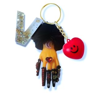 Luxury keychains, realistic hand car pendants with nails. 3 in one. Large shiny